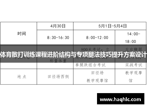 体育散打训练课程进阶结构与专项腿法技巧提升方案设计